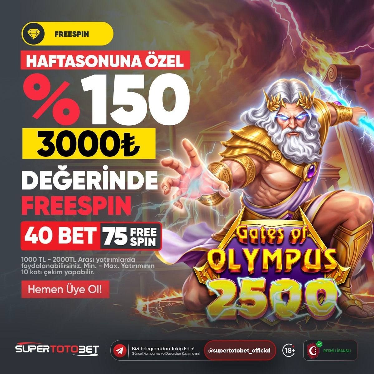 ✨ Supertotobet'te %150 3000 TL Değerinde Freespin !